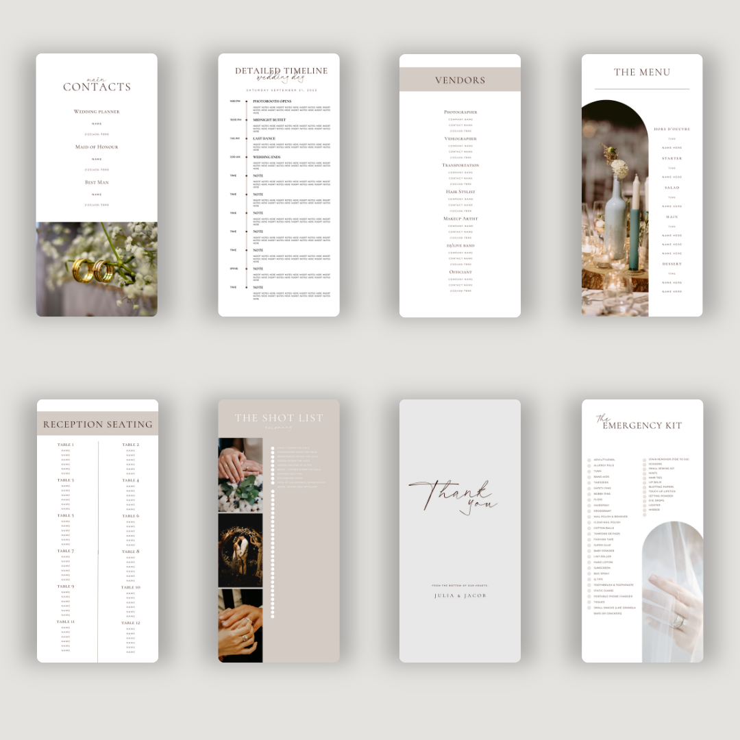 Mobile Wedding Day Binder - Romantic Edition