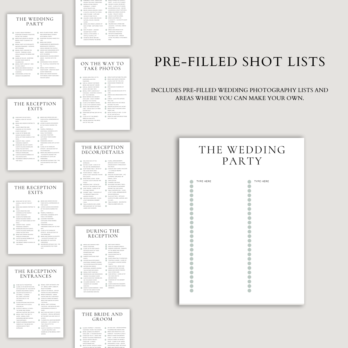 Wedding Shot Lists Template