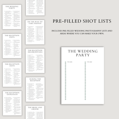 Wedding Shot Lists Template