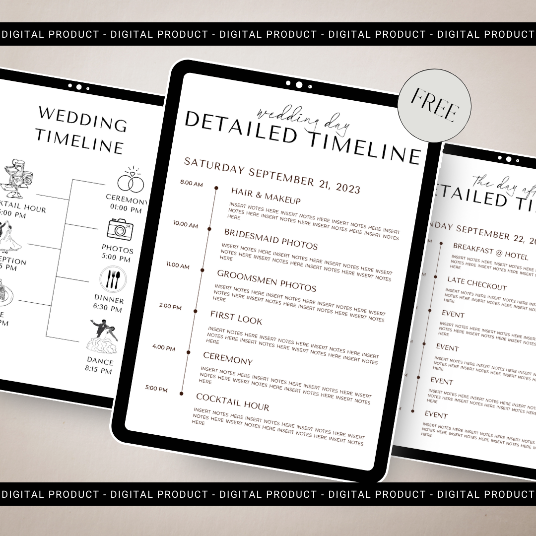 FREE Editable Pre-Filled Wedding Timeline Template